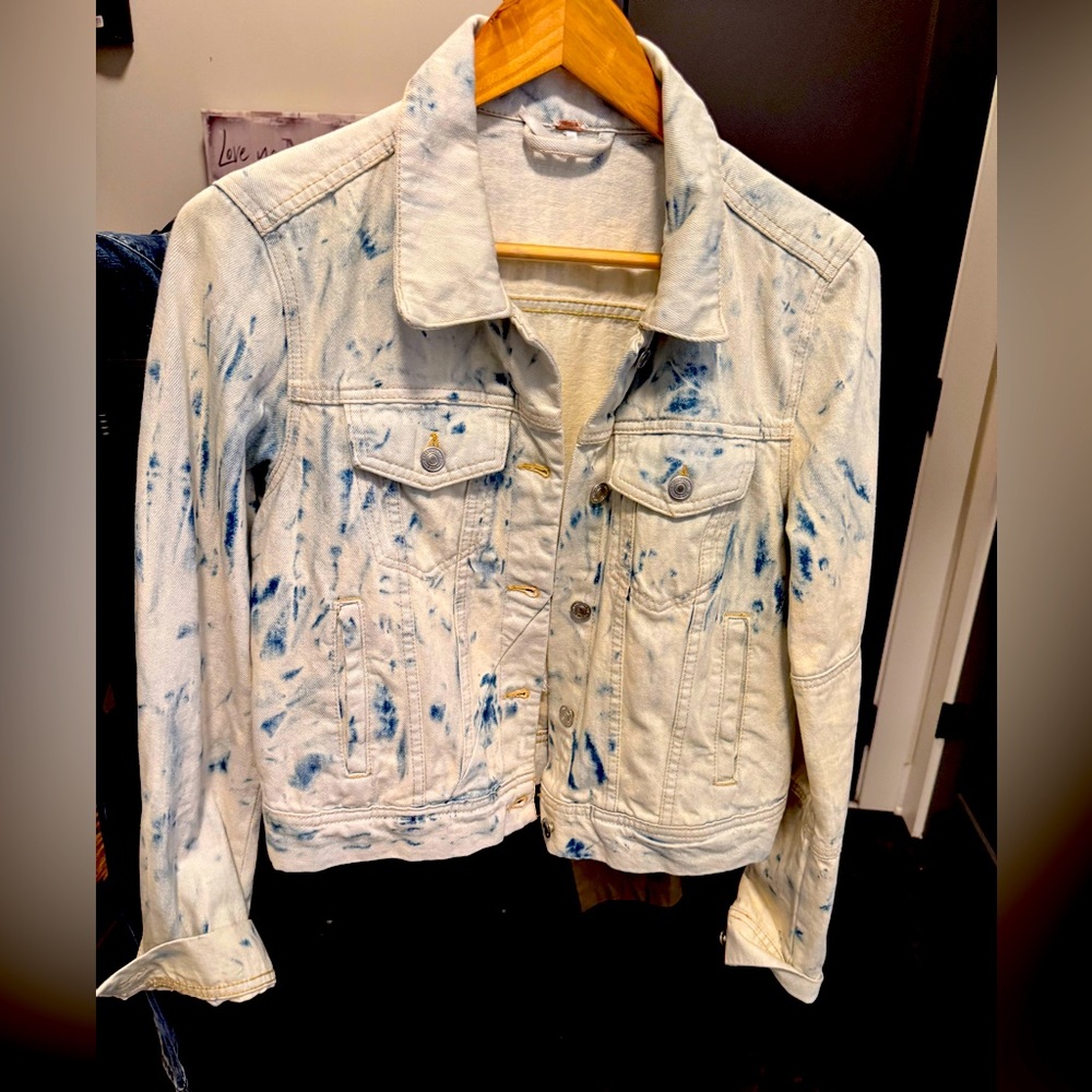 Free People Denim Jacket Bleach Dyed size small